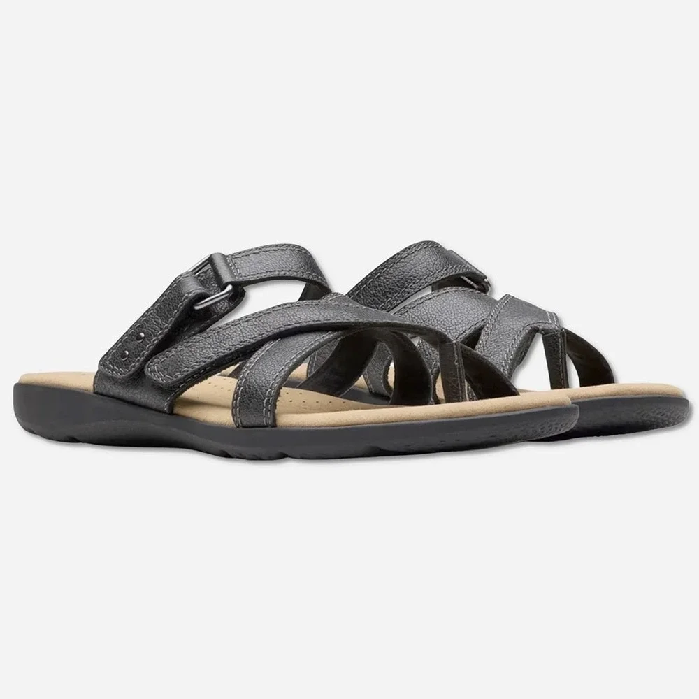 Clarks Elizabelle Bay Leather Sandals - NWT‎ Womens Size 8.5 Black - #49242-ZZ5